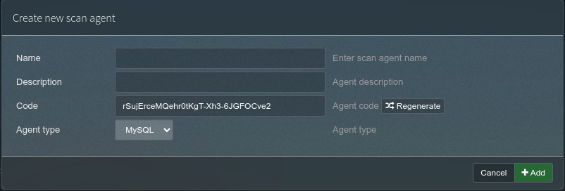 New Scan Agent Dialog Box